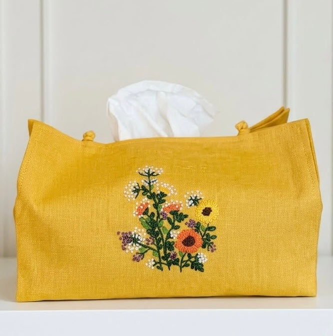 Tissue Box Covers for RECTANGLE boxes, NEW! hand embroidered linen