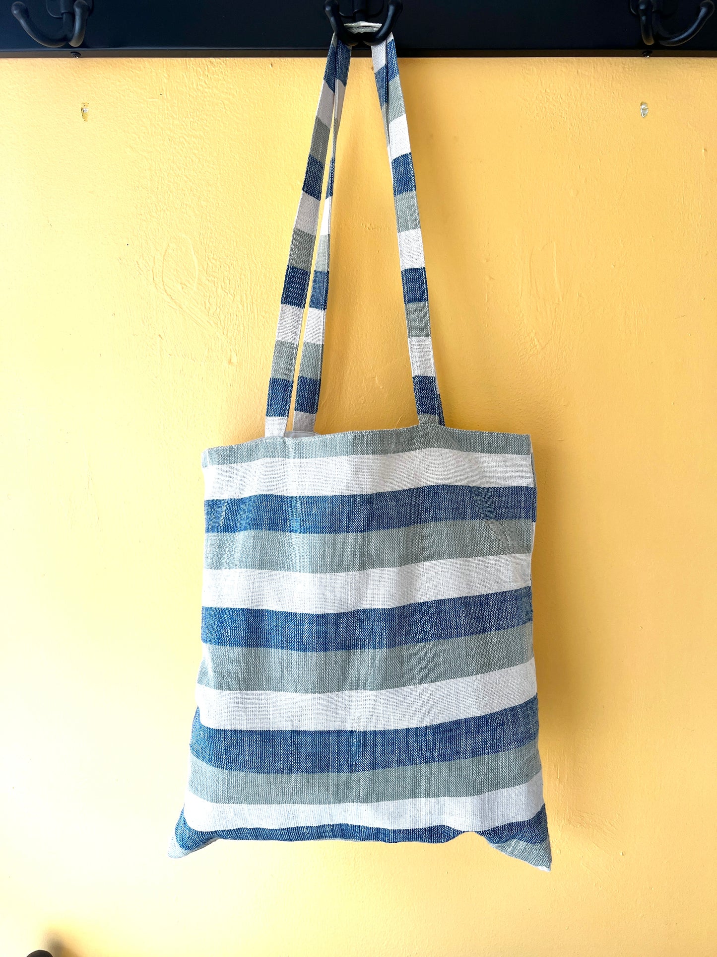 "Simone" Striped Tote, Handwoven Lao Cotton, shoulder totes