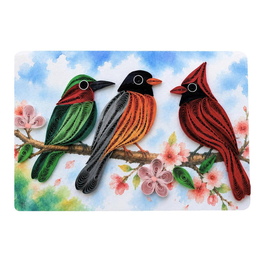 Quilling- "Birds on Branch" Card and Magnet