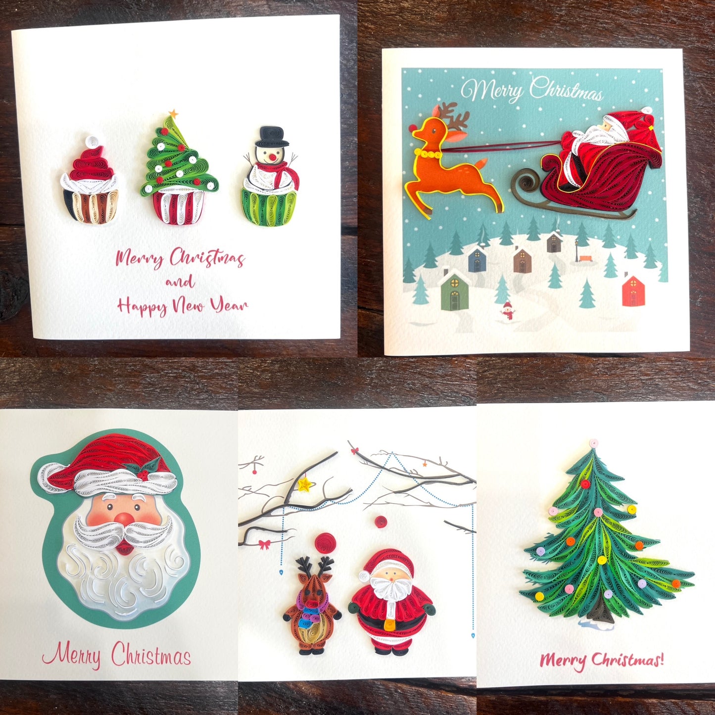 Quilling Cards for Christmas, handmade with strips of paper