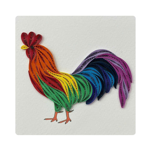 Quilling- "Rainbow Rooster" Card and Magnet