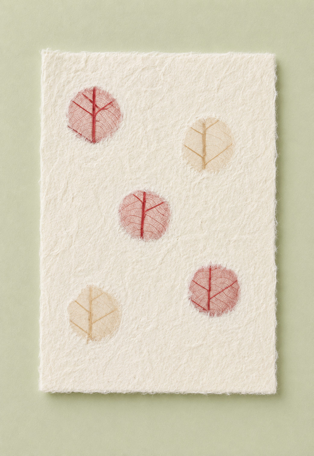 Mulberry Paper Notecards w/ Dyed Leaves and Frayed Edges