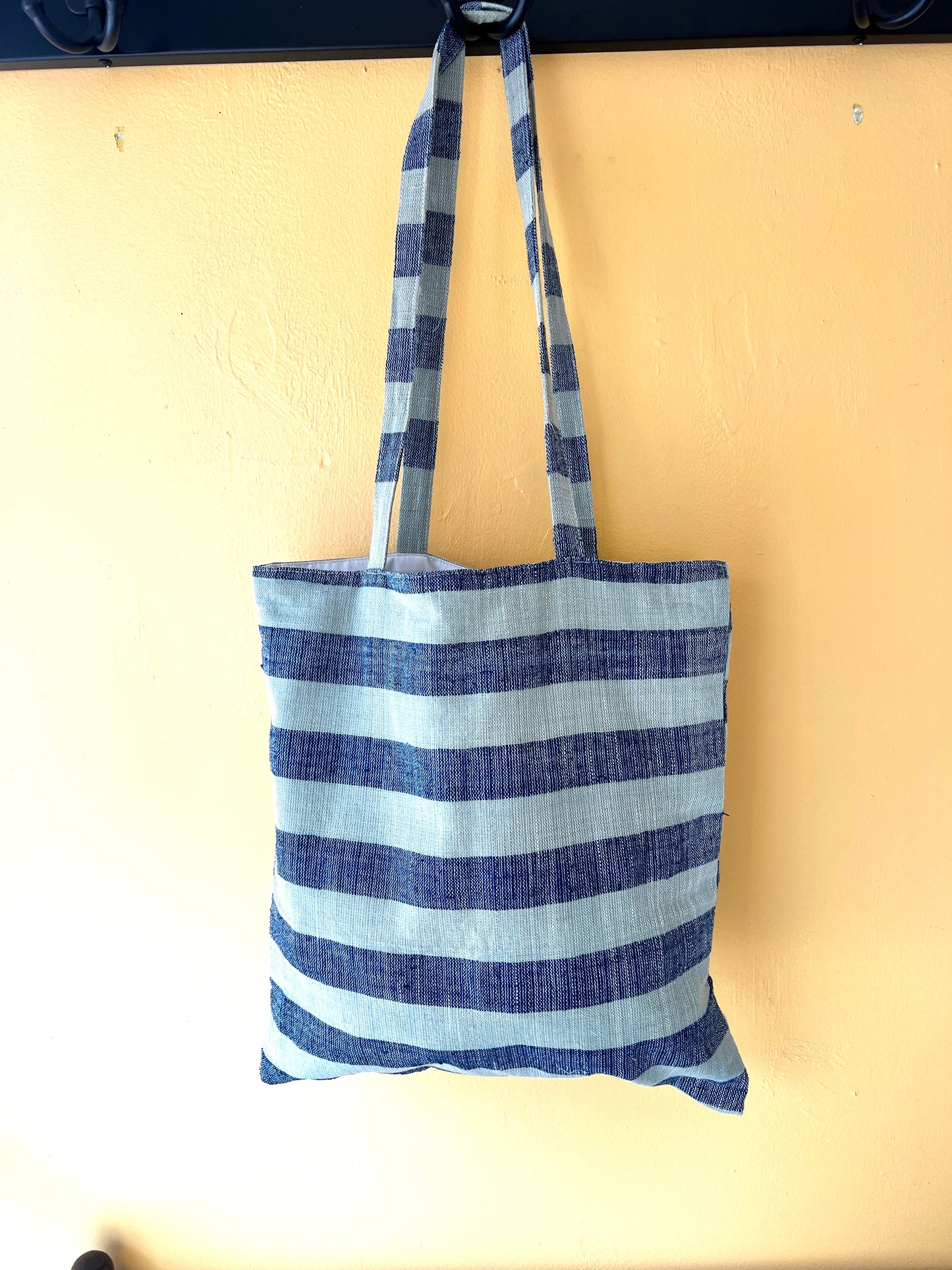"Simone" Striped Tote, Handwoven Lao Cotton, shoulder totes