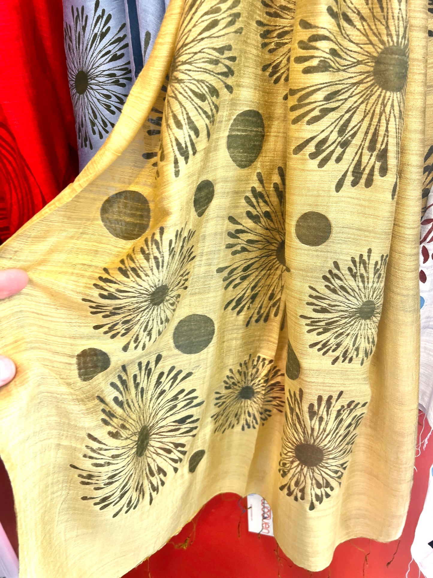Screen Printed Silk Blend Scarves in 13 colors and patterns, hand printed in Vietnam