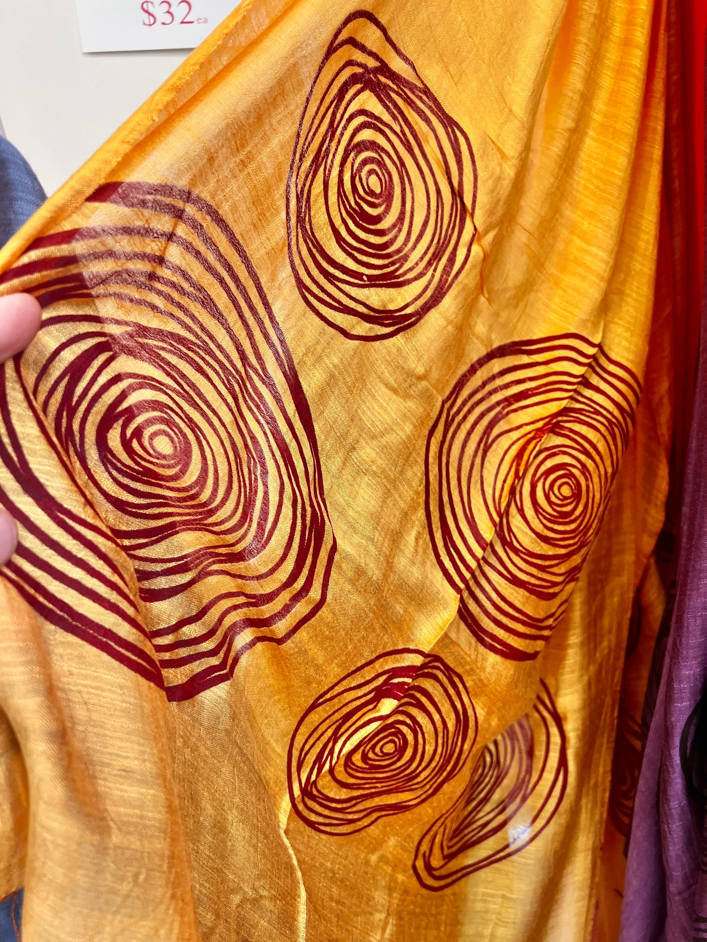 Screen Printed Silk Blend Scarves in 13 colors and patterns, hand printed in Vietnam