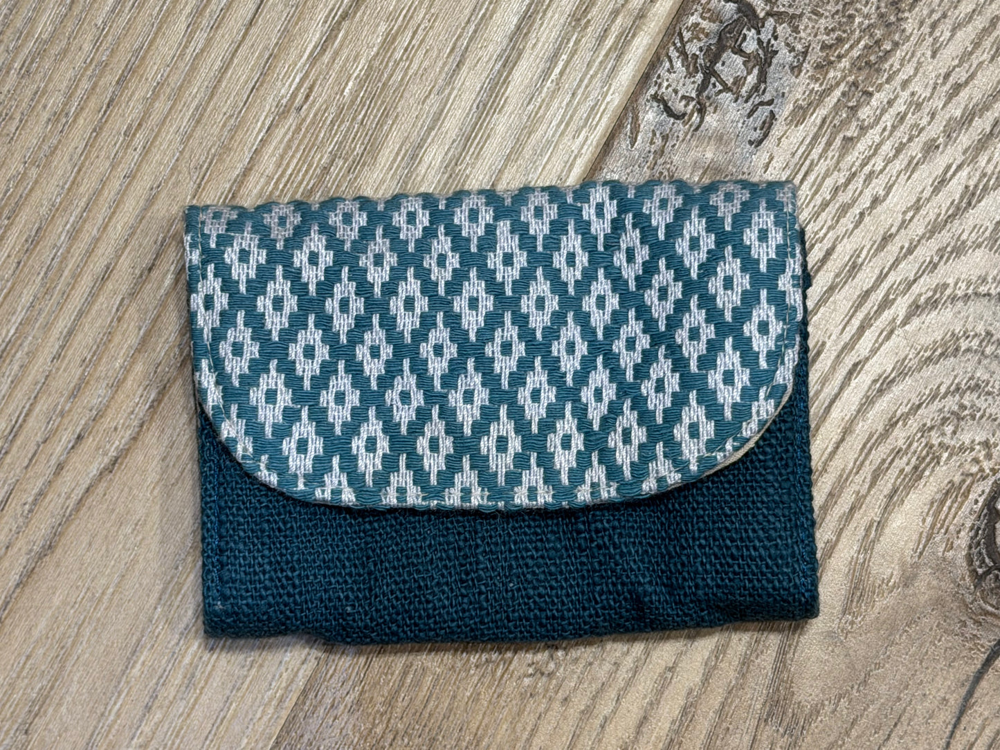 “Chie” Card Holder, handwoven cotton w/ small diamonds pattern