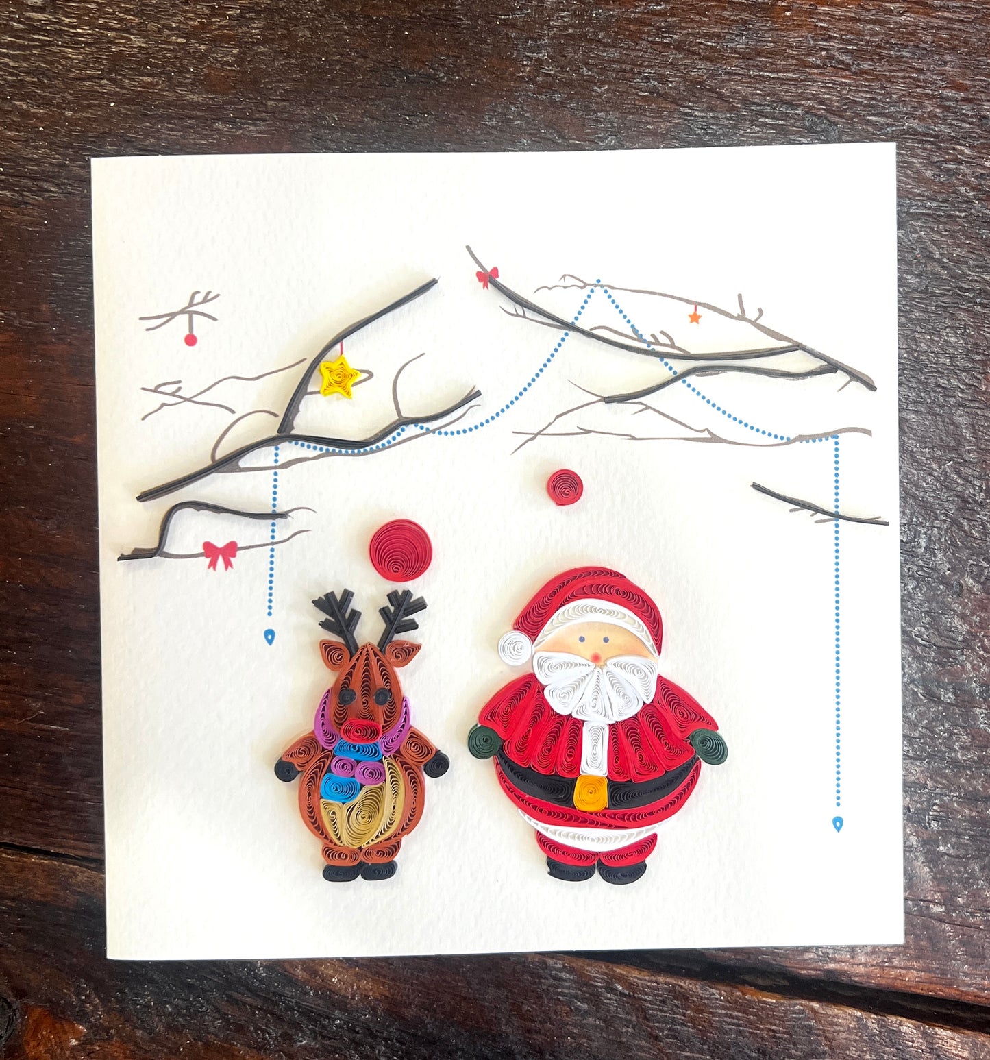 Quilling Cards for Christmas, handmade with strips of paper