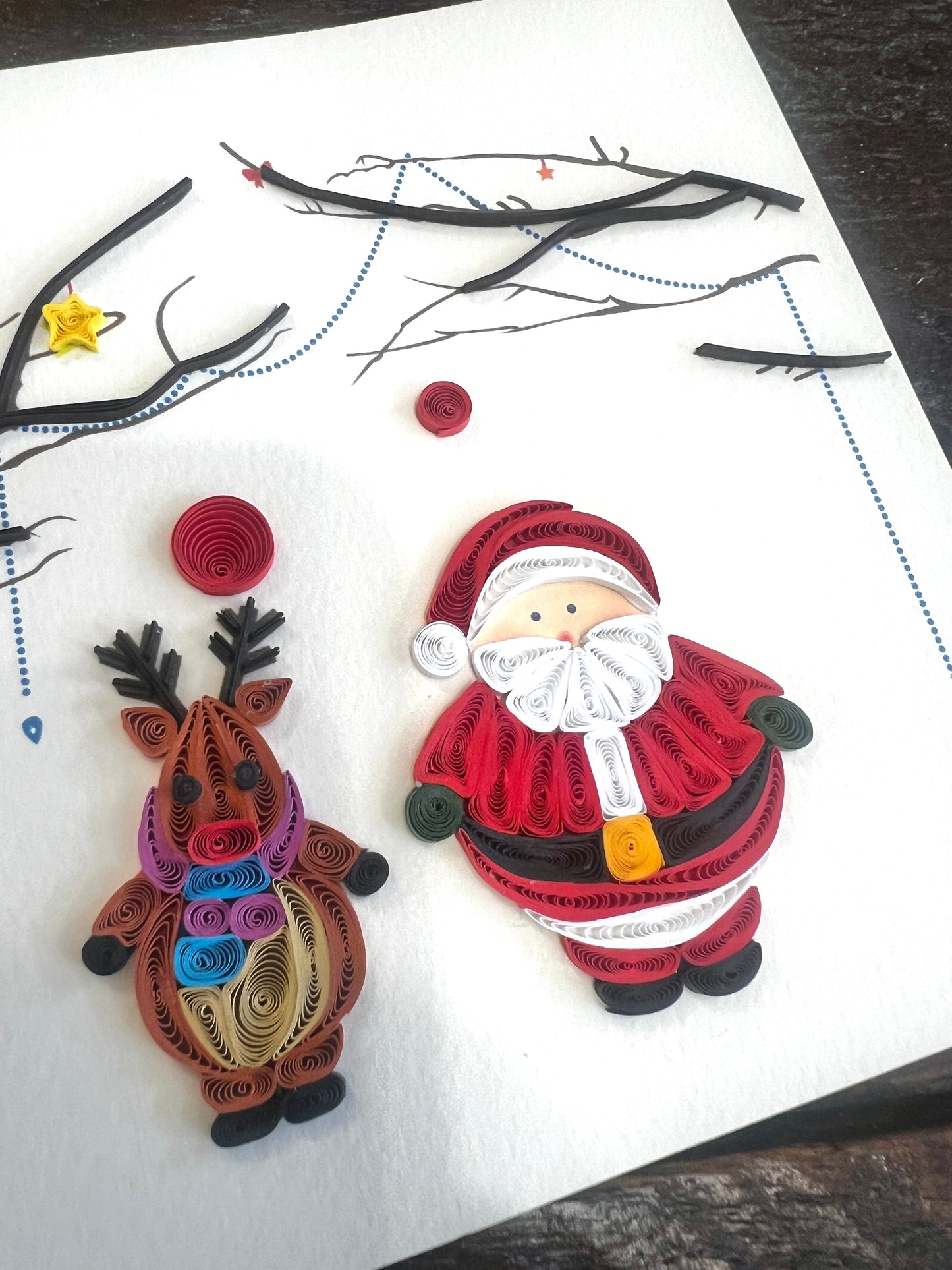Quilling Cards for Christmas, handmade with strips of paper