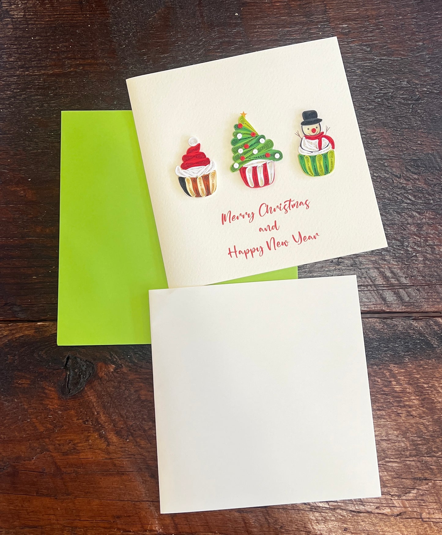 Quilling Cards for Christmas, handmade with strips of paper