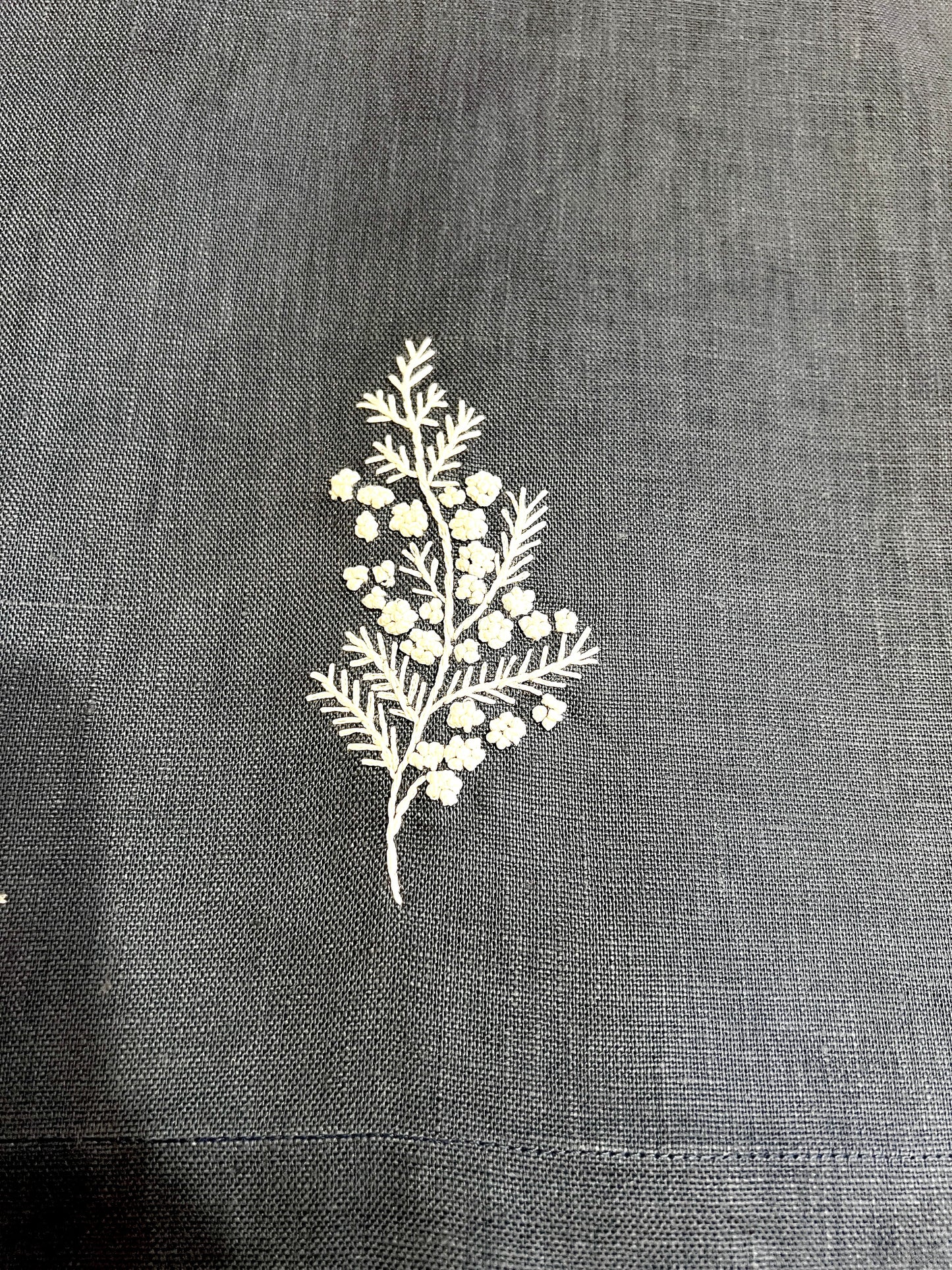 "Botanicals" Hand Towel, hand embroidered linen