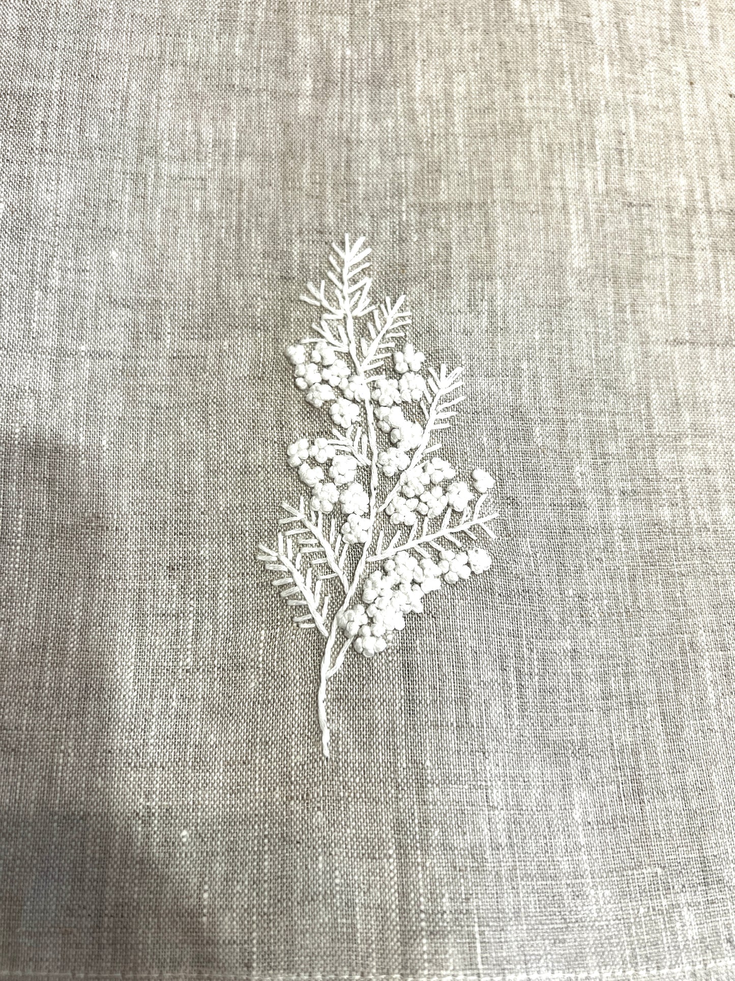 "Botanicals" Hand Towel, hand embroidered linen