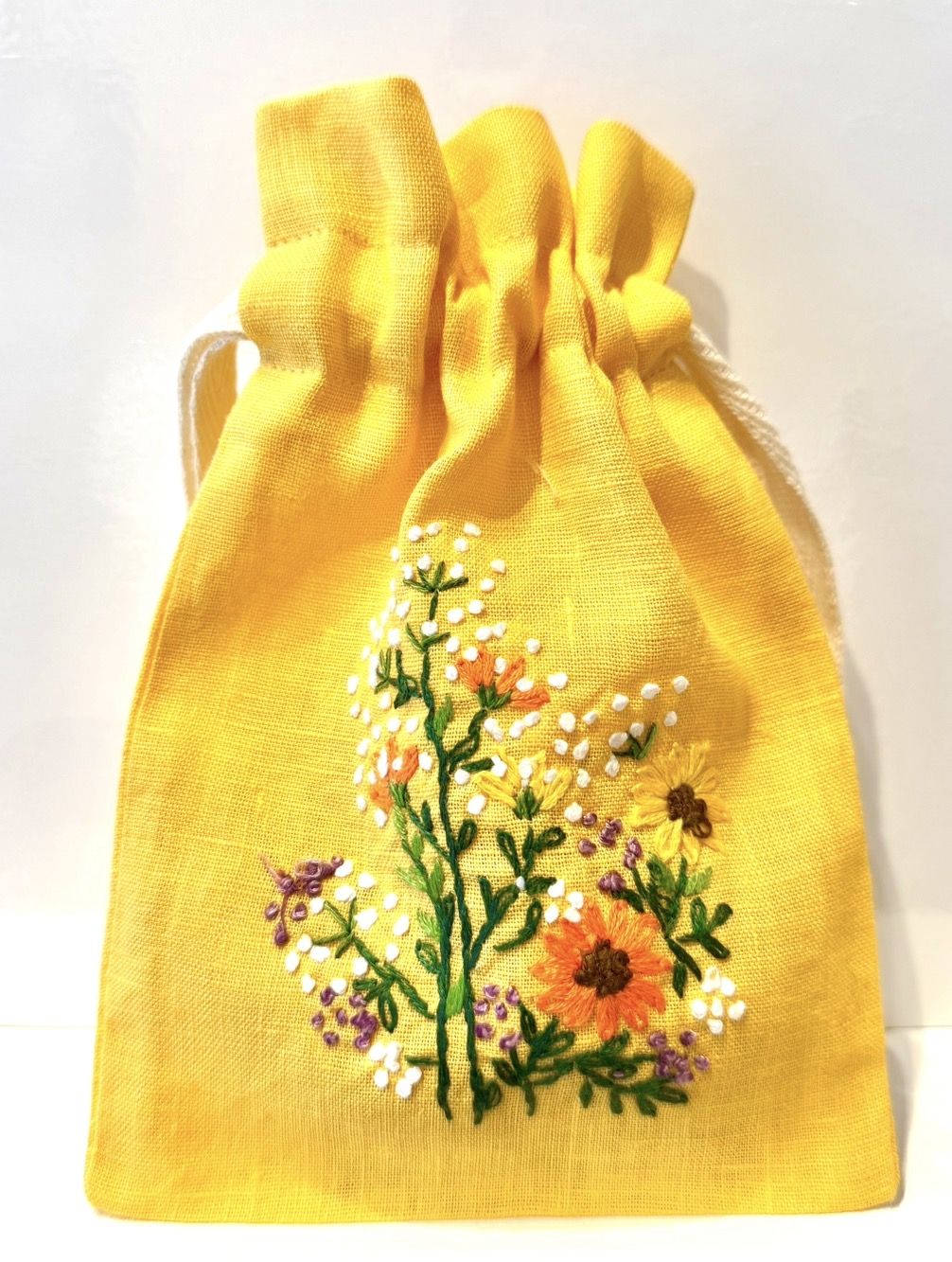 Linen Drawstring Pouches (dried lavender sachet included), 25+ Gorgeous Choices, hand embroidered in Vietnam!