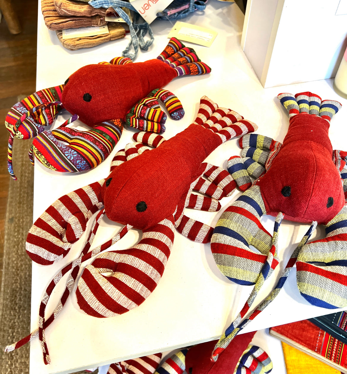 "Maine Lobstah" Stuffed Lobsters, handmade with handwoven cotton by the White Thai of Vietnam