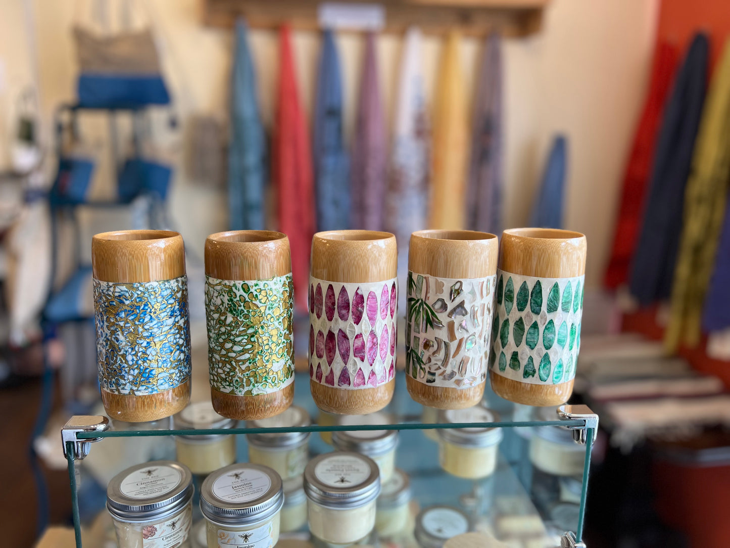 Bamboo Vase with mother-of-pearl, handmade in Vietnam
