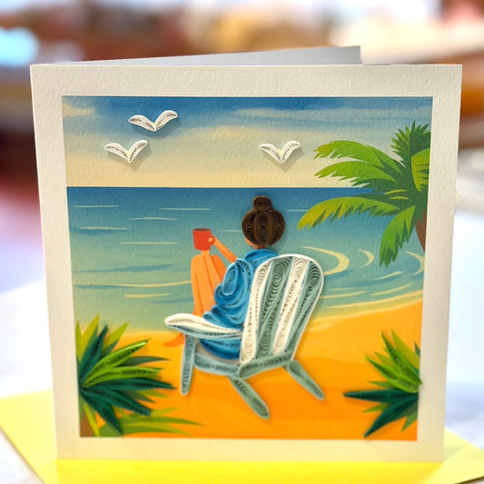 Quilling- "Sitting at the Seashore" Card and Magnet