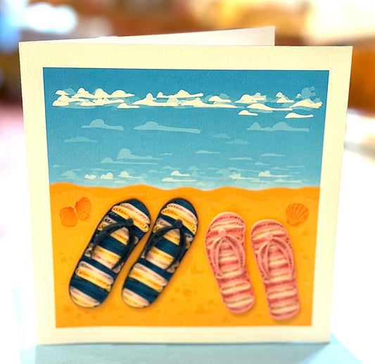 Quilling- "Sandals on the beach" Card and Magnet