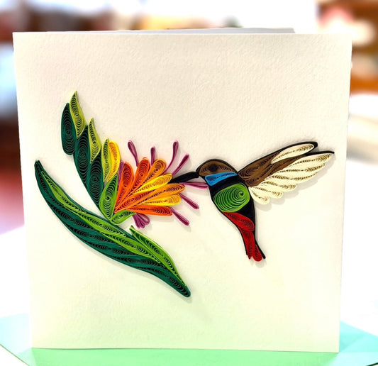 Quilling- "Hummingbird" Card and Magnet