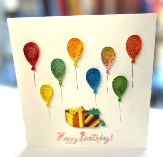 Quilling- "Happy Birthday Balloons" Card and Magnet