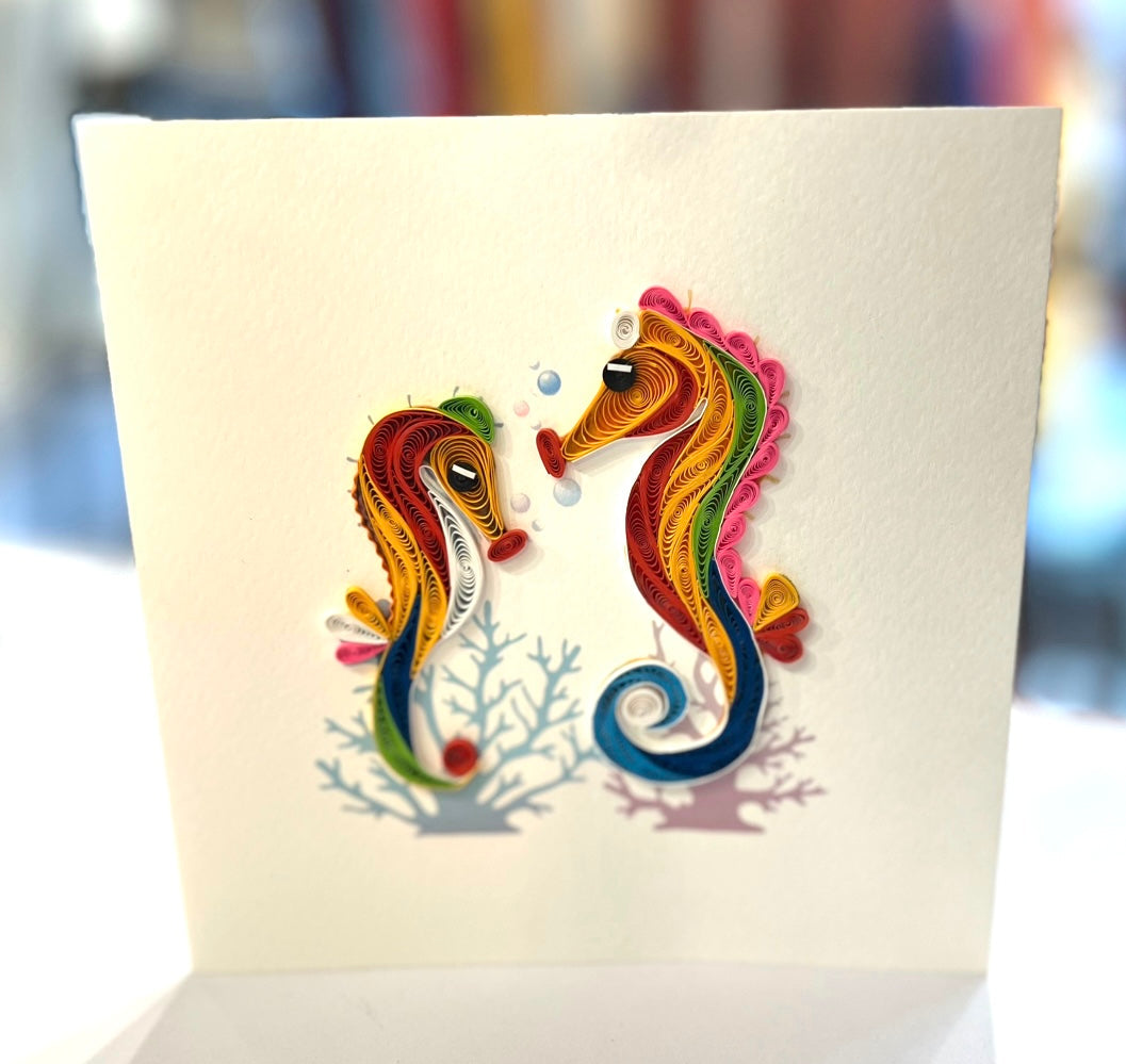 Quilling- "Two Seahorses" Card