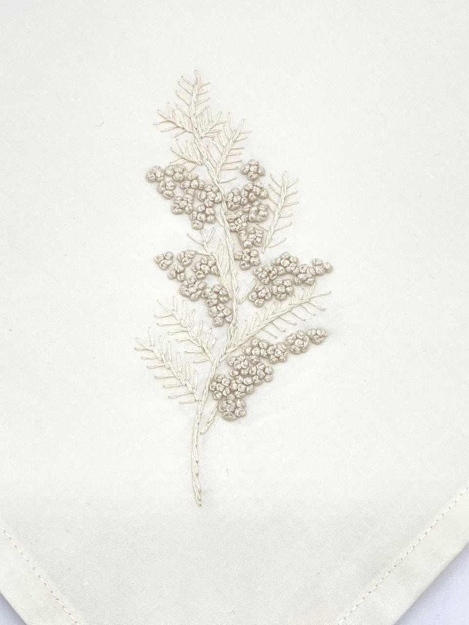 "French Knots" Ivory Cotton Napkins, 16" x  16" with simple hem