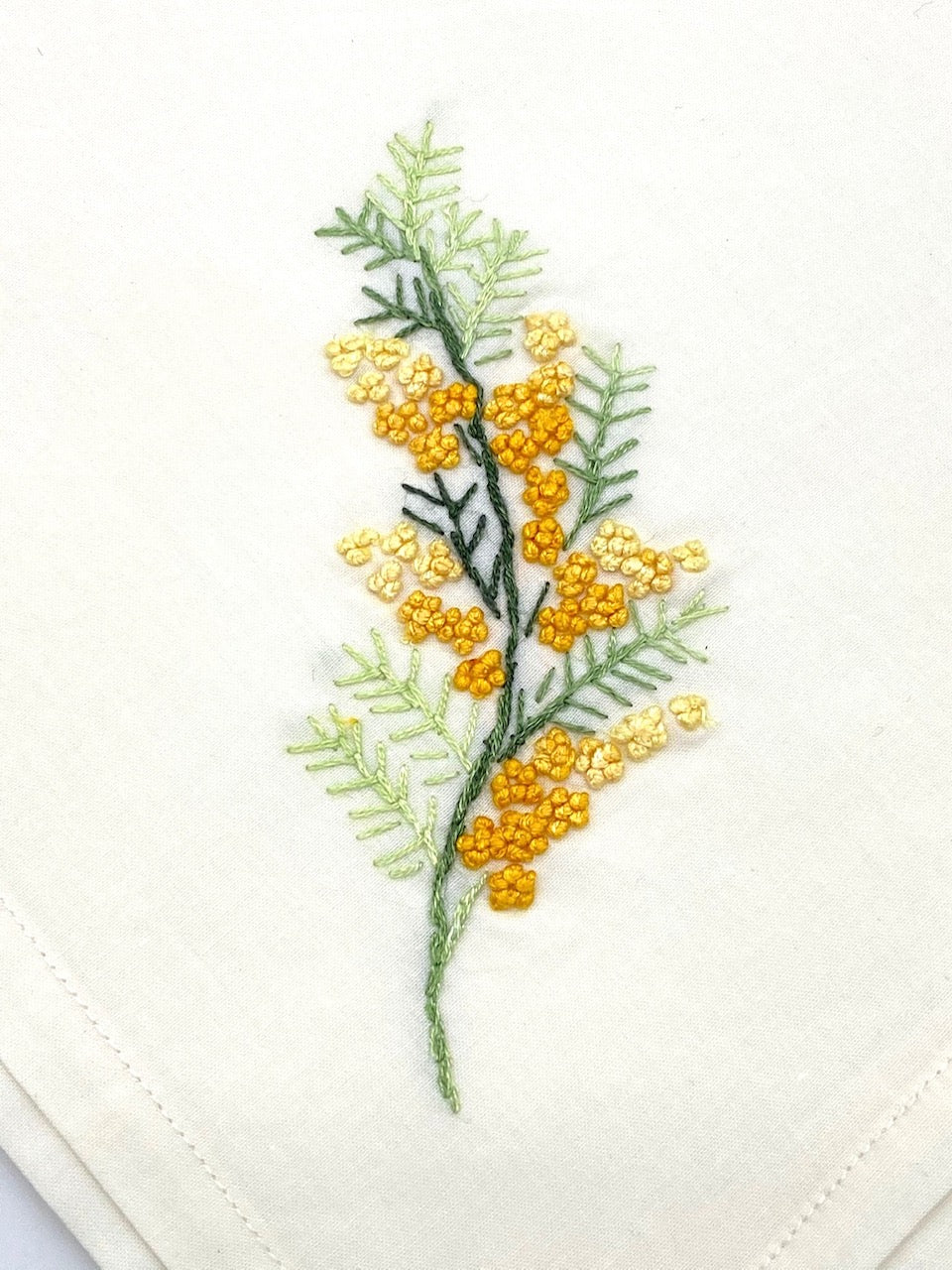 "French Knots" Ivory Cotton Napkins, 16" x  16" with simple hem