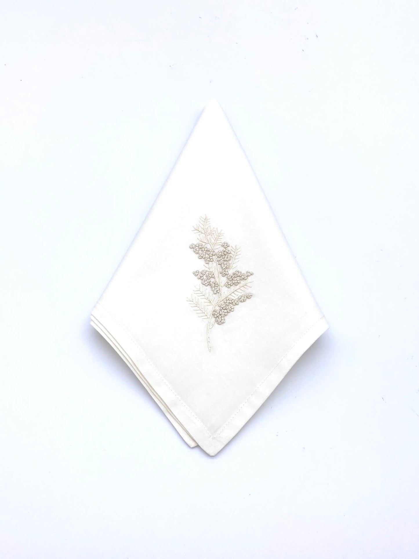 "French Knots" Ivory Cotton Napkins, 16" x  16" with simple hem
