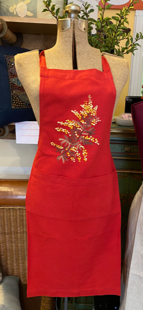 "Botanicals" Aprons, hand embroidered linen or cotton