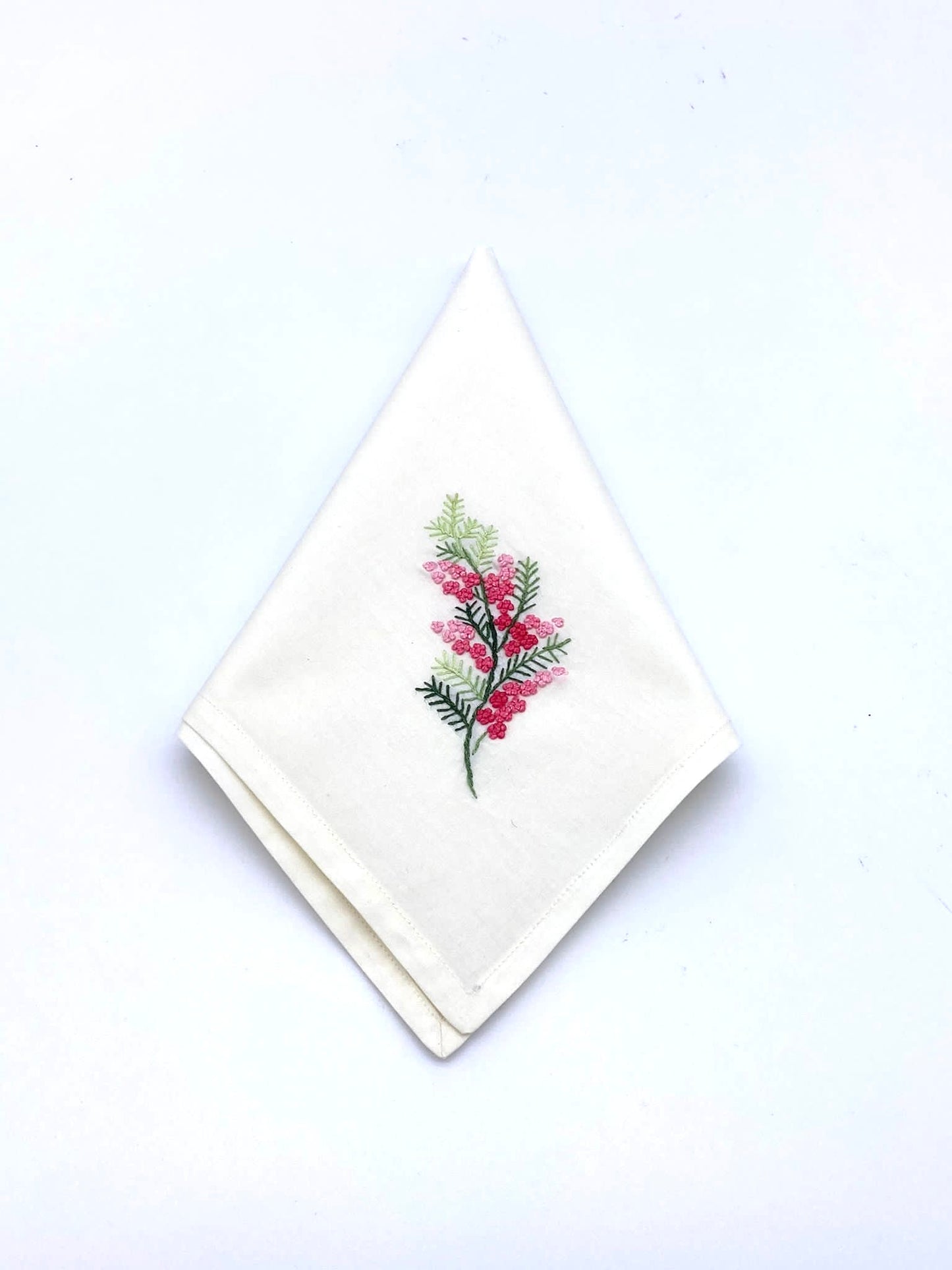 "French Knots" Ivory Cotton Napkins, 16" x  16" with simple hem