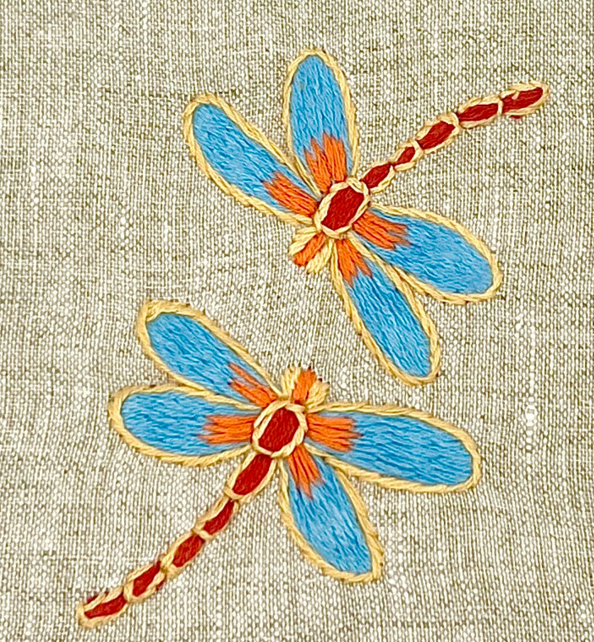 "Botanicals" Hand Towel, hand embroidered linen