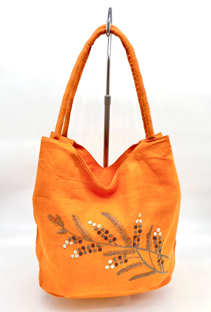 "Melissa’s” Linen Bag, w/ hand embroidered French knots