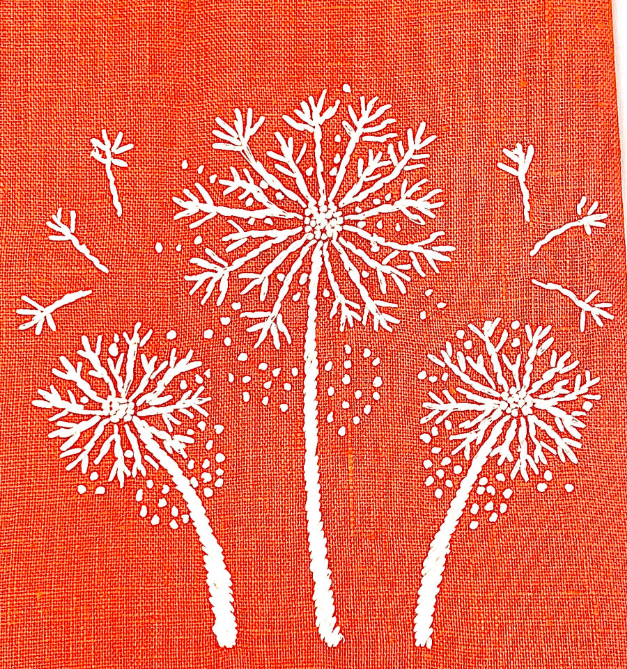 "Botanicals" Hand Towel, hand embroidered linen