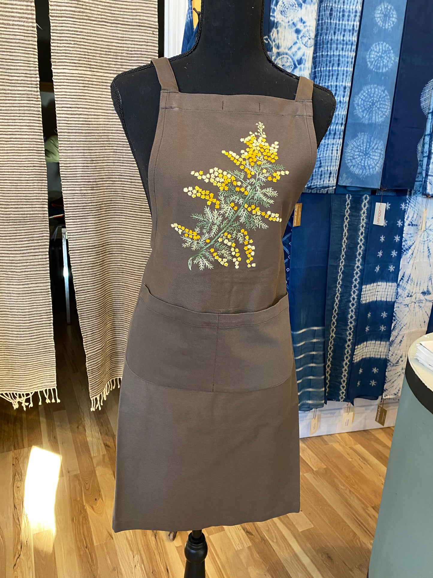 "Botanicals" Aprons, hand embroidered linen or cotton