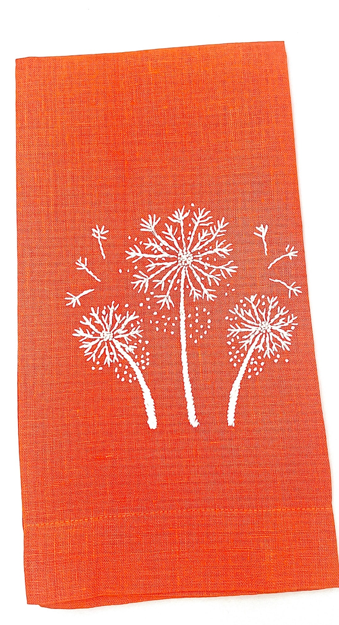 "Botanicals" Hand Towel, hand embroidered linen
