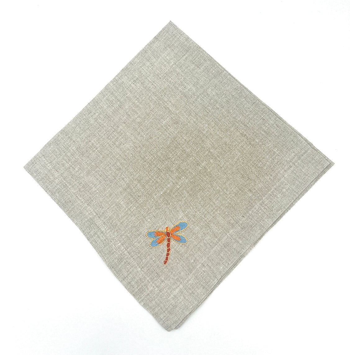 "Botanicals" Dinner Napkin 20" x 20", hand embroidered linen