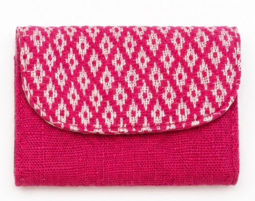 “Chie” Card Holder, handwoven cotton w/ small diamonds pattern