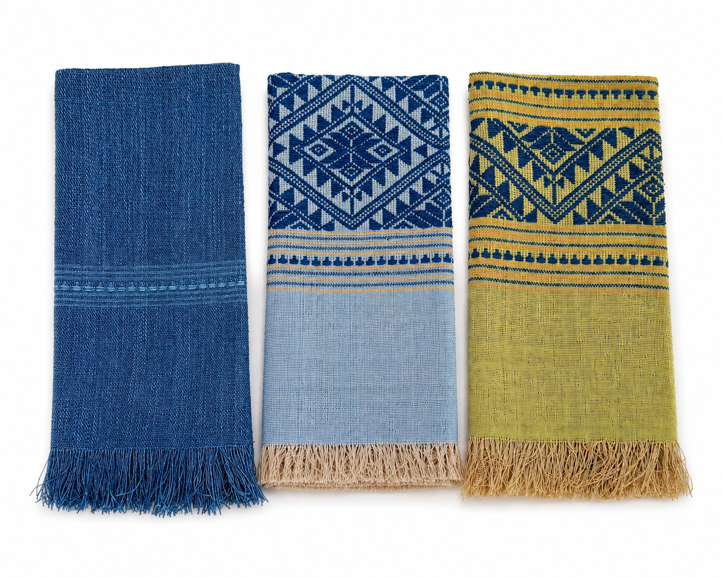 "Nai Yang" 20" x 20" Napkins with traditional patterns, handwoven Lao cotton w/ natural dyes