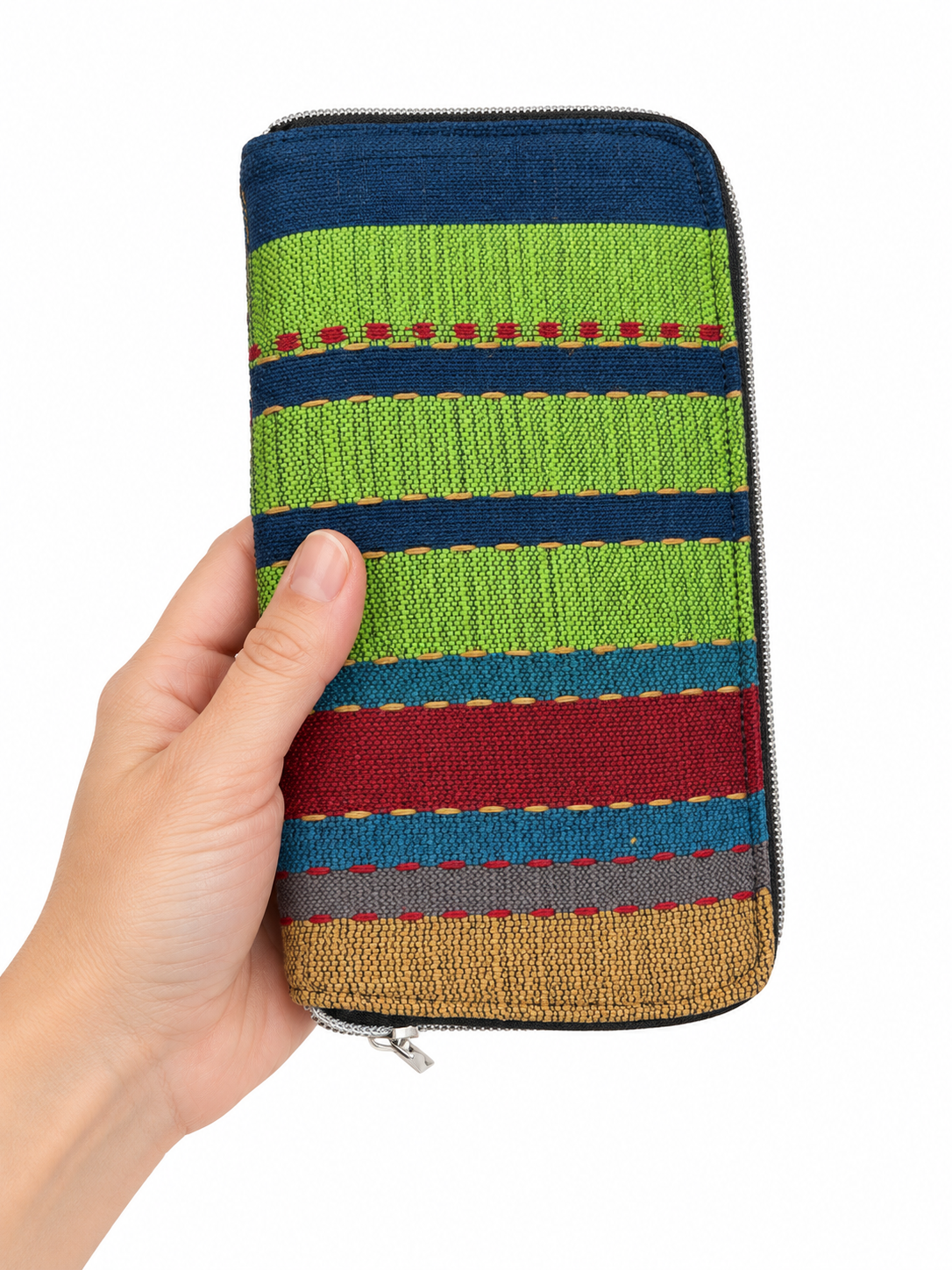 "Highlands" Zippered Wallets, with handwoven cotton from the Hoa Binh Highlands, Vietnam