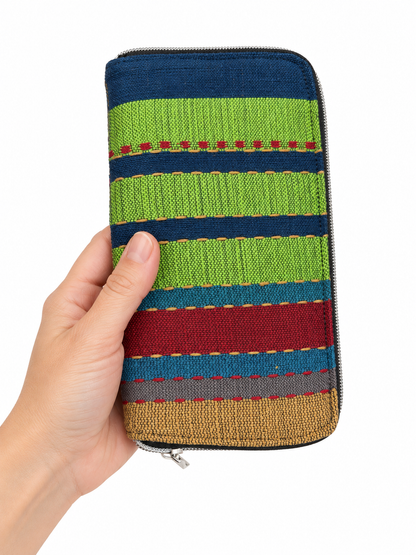 "Highlands" Zippered Wallets, with handwoven cotton from the Hoa Binh Highlands, Vietnam