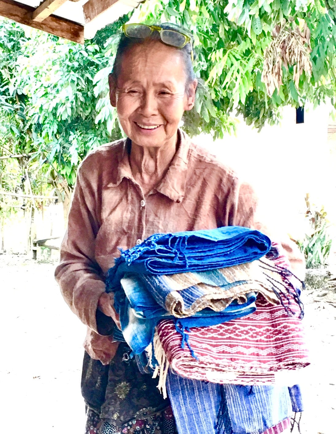 "Nai Yang" 20" x 20" Napkins with traditional patterns, handwoven Lao cotton w/ natural dyes