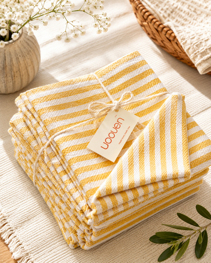 "Picnic Stripes" Summer Napkins, handwoven in Laos