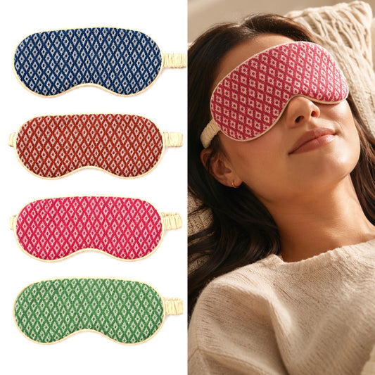 “Chie” Eye Mask, handwoven cotton w/ small diamonds pattern