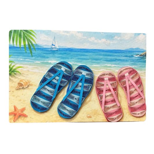 Quilling- "Sandals on the beach" Card and Magnet