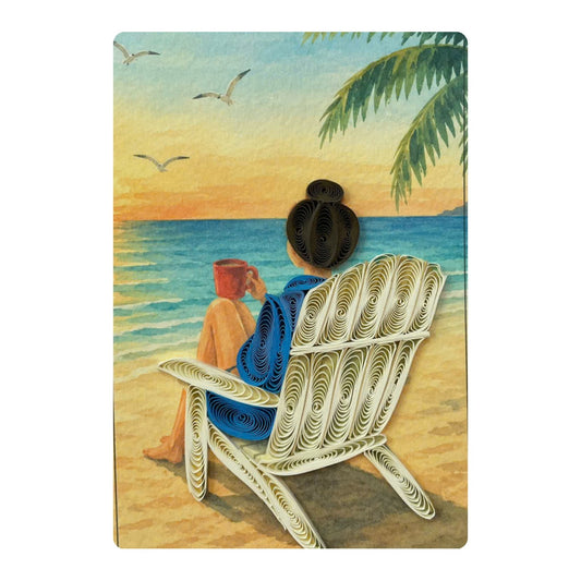 Quilling- "Sitting at the Seashore" Card and Magnet