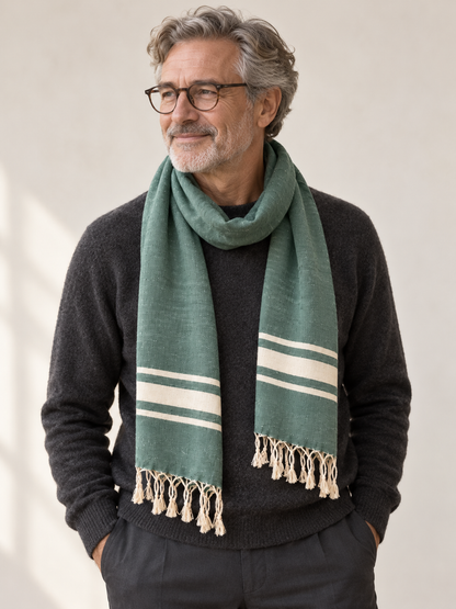 "Cambridge" Cotton Scarves in 3 colors, 62" x 30", handwoven in Laos