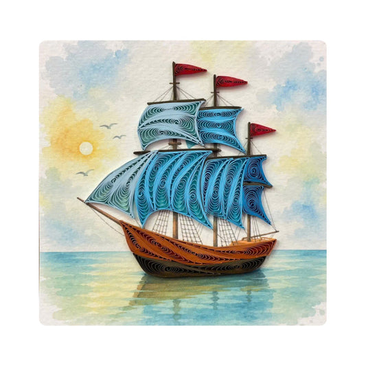 Quilling- "Sailing Ship" Card and Magnet