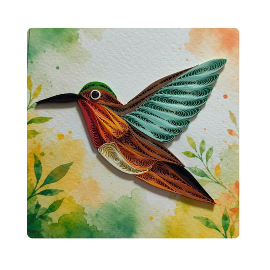 Quilling- "Hummingbird" Card and Magnet