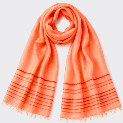 "Lines of Silk" Scarves, ~23" x 72", lightweight, silk/viscose blend, handmade in Vietnam