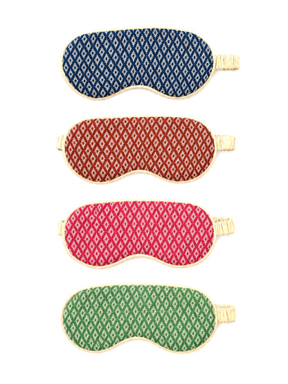 “Chie” Eye Mask, handwoven cotton w/ small diamonds pattern