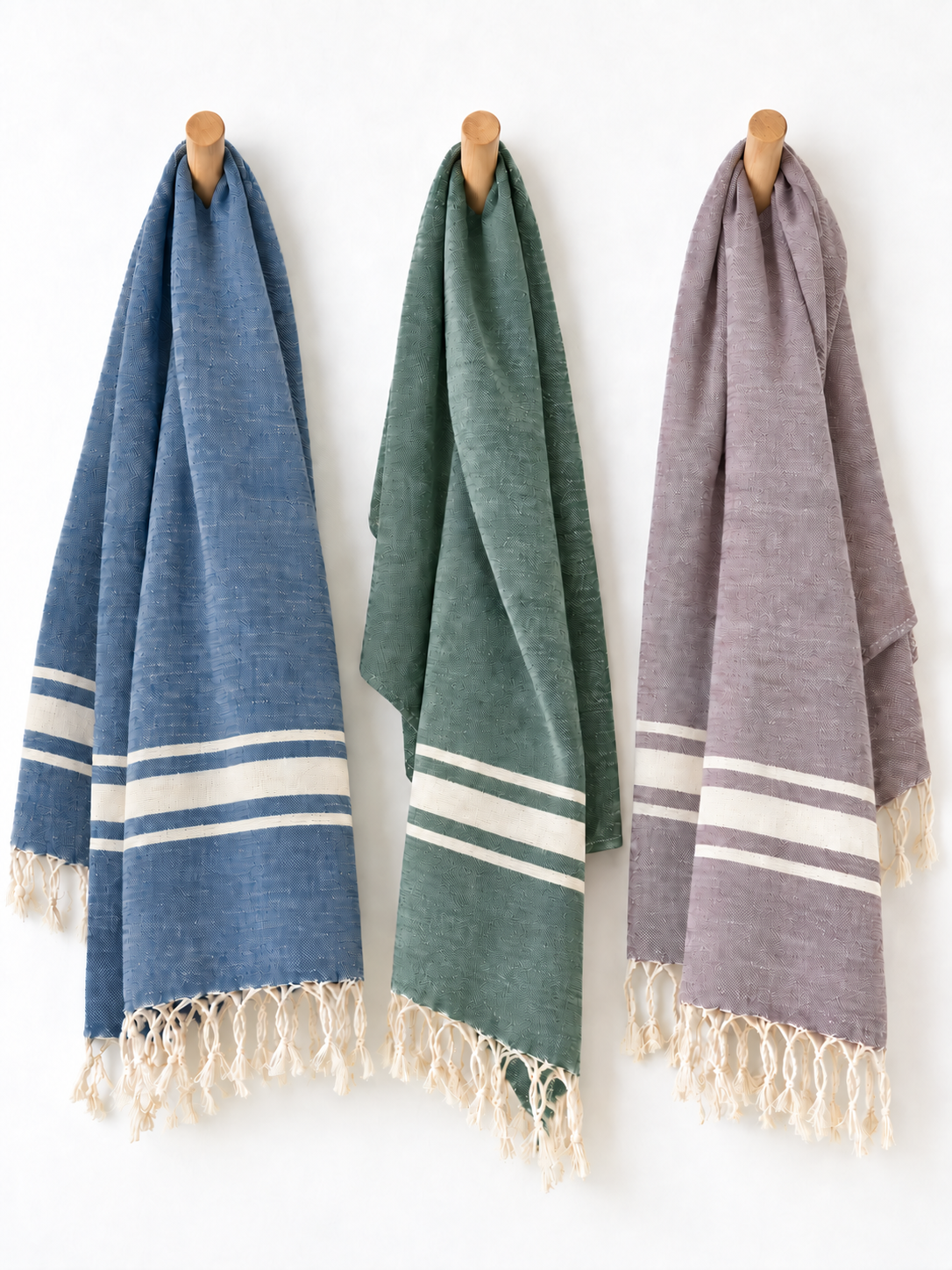 "Cambridge" Cotton Scarves in 3 colors, 62" x 30", handwoven in Laos