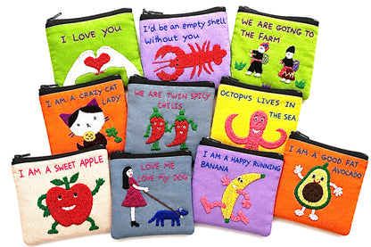 "Chalee" Small Hand Embroidered Pouches by Hmong Youth in Laos